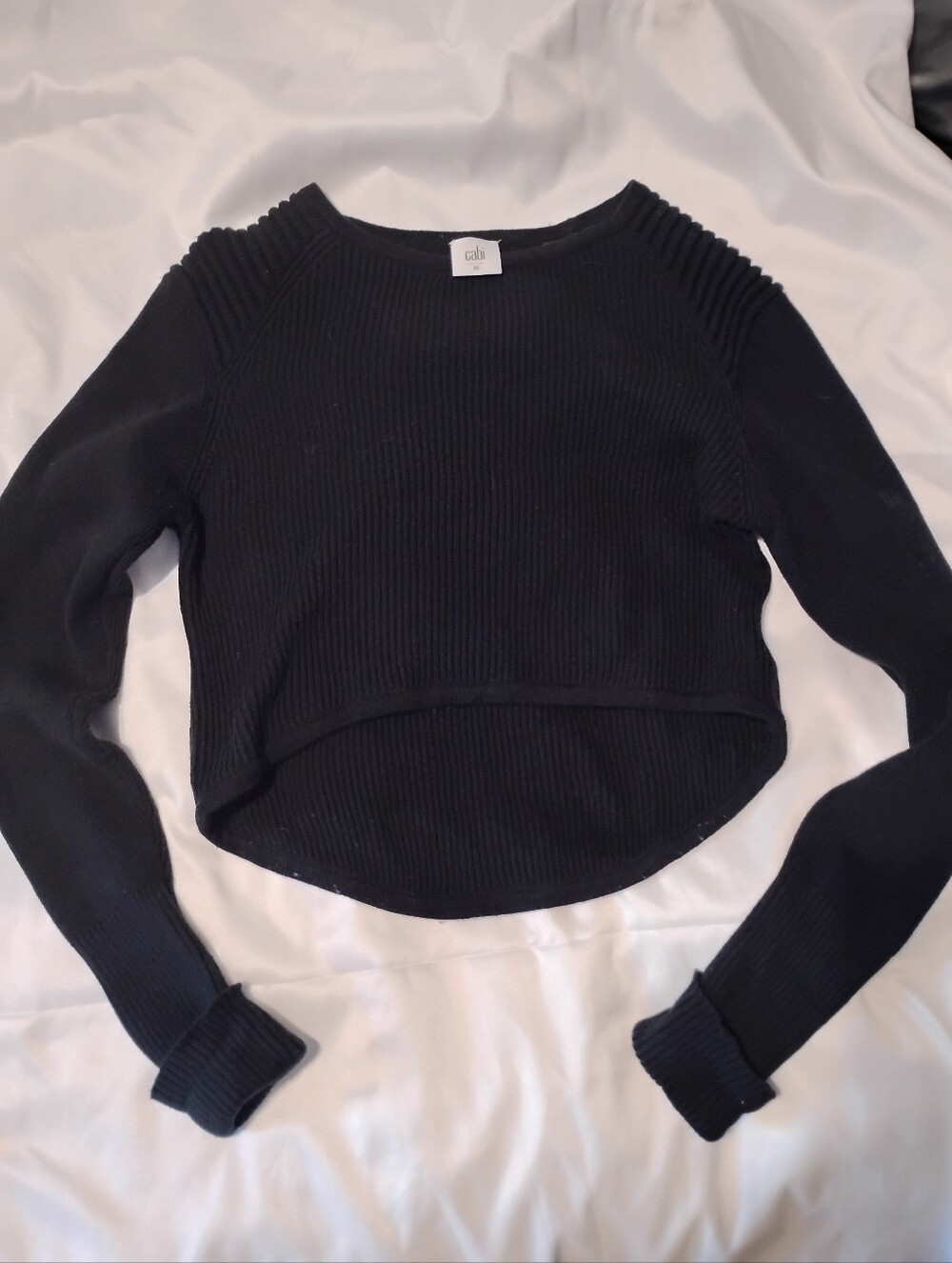 CAbi Black Ribbed Crew Neck Sweater
